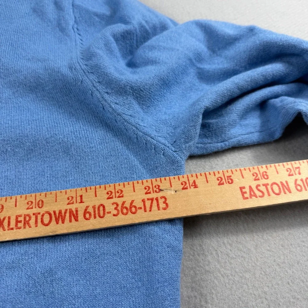 Alan Flusser Mens Blue Cotton Cashmere Quarter Zip Sweater Large DS826503AF